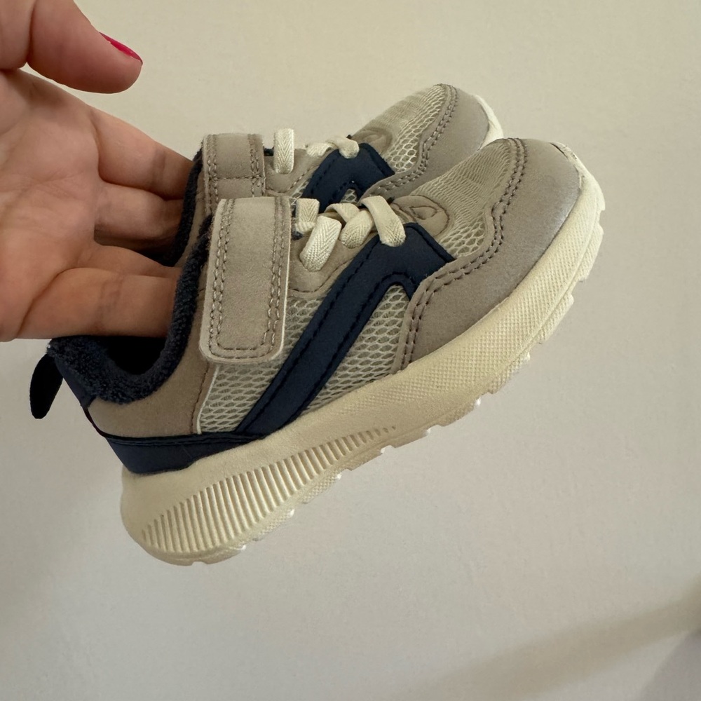 Kids Beige and Navy Sneakers